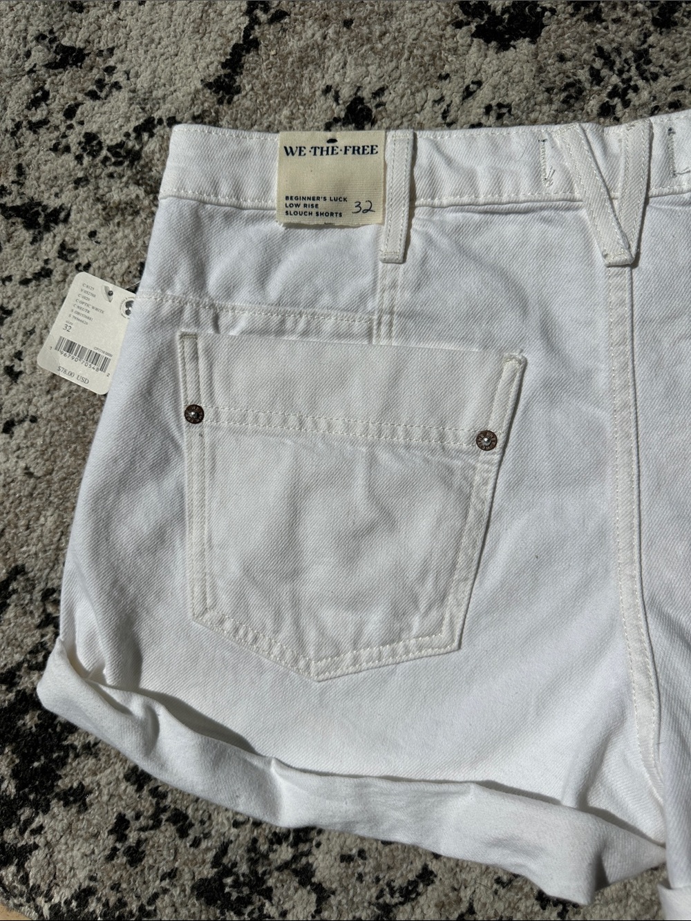 Free People White Rolled-Hem Denim Shorts - Picture 7 of 7